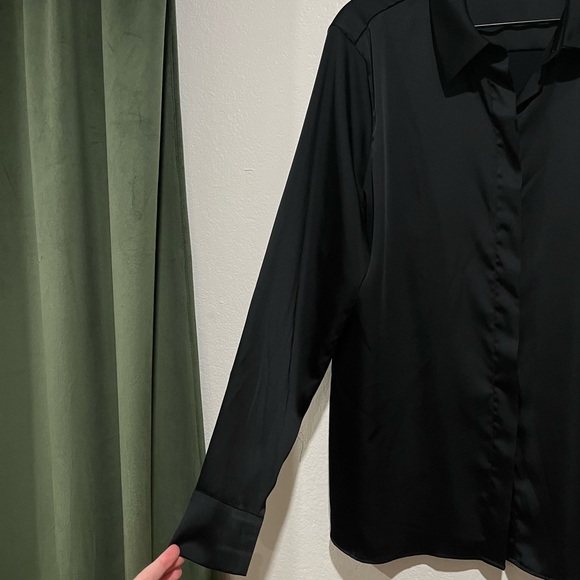 Black Satin Button Up - Picture 2 of 4